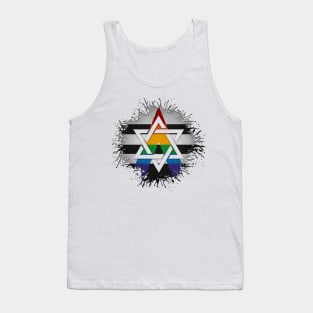 Paint Splatter LGBT Ally Pride Star of David Symbol Tank Top